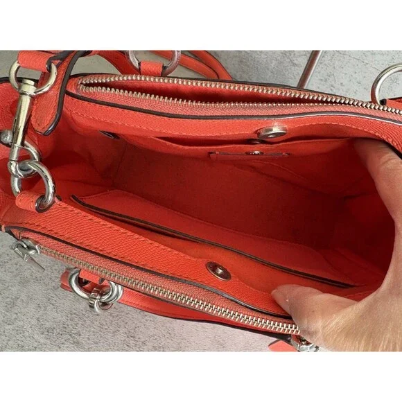 COACH Mini Christie Carryall Cross grain Satchel Leather Crossbody bag Coral EUC - Picture 5 of 7